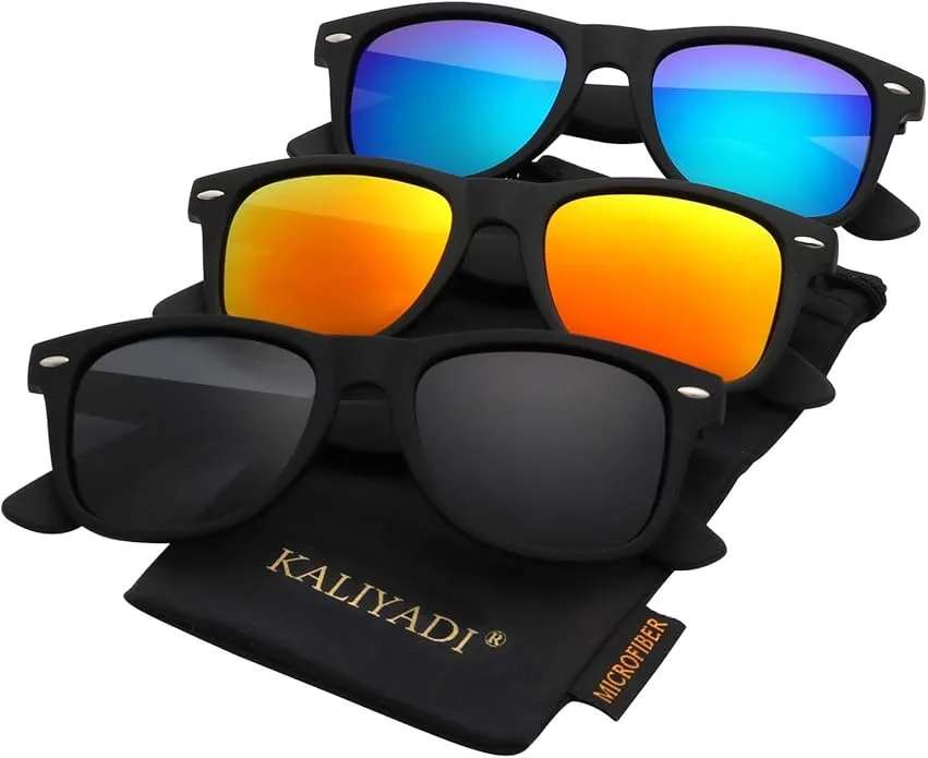 KALIYADI 3-Pack Mirror Lens Sunglasses